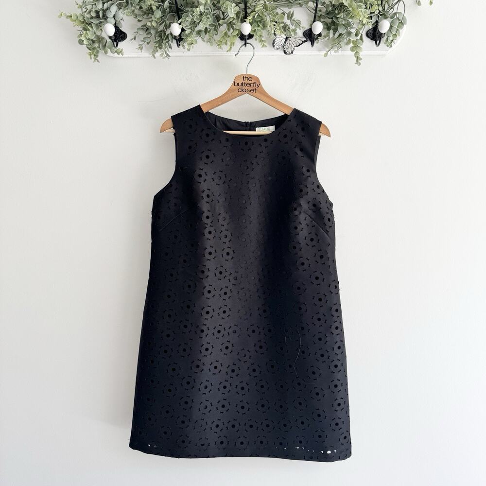 Jade Melody Tam Black Laser Cut Eyelet Shift Dress XL #VW